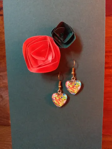 COLORFUL HEART GLASS EARRING COLORFUL HEART GLASS EARRING