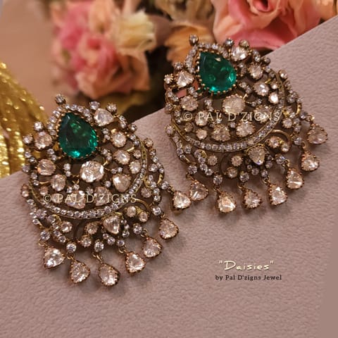 Daisies Moissanite Polki Big Stud Chaandbaali Daisies Moissanite Polki Big Stud Chaandbaali