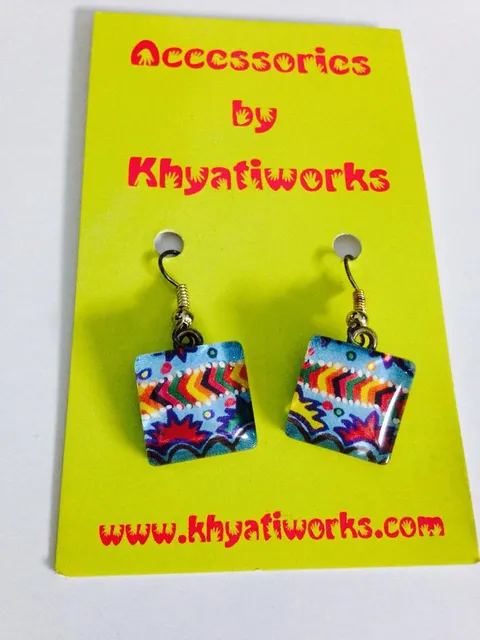 Blue-Ivy Square Glass Earrings