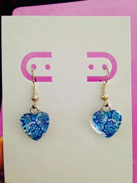 Blue-me Hearts Glass Earrings