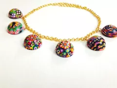 I am THE Hanpainted Wooden Semi Spheres Necklace