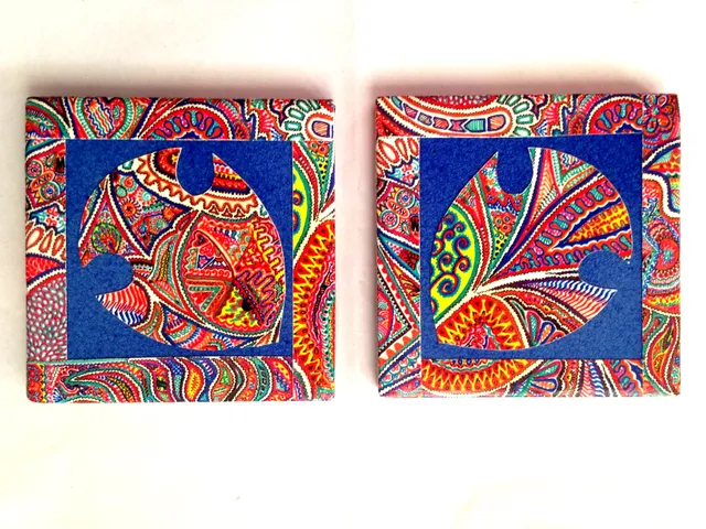 Blue Fish OWWA Set of 2 Ceramic Coasters