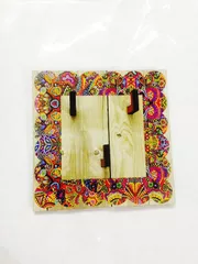 Key Holders - Square Wooden Base With When colors speak Artwork Frame
