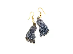 [SOLD] Artwork Wooden Earrings - Lakshmi Padam earrings in The Story of Waves Artwork
