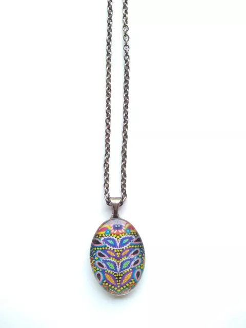 Rainy world glass pendant with chain