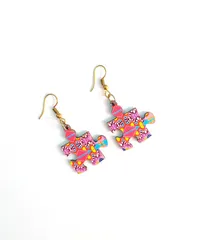 Bright Pink Puzzle Earrings