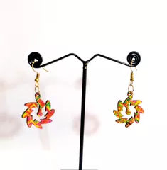 Phulkari Artwork Earrings in Flower shape
