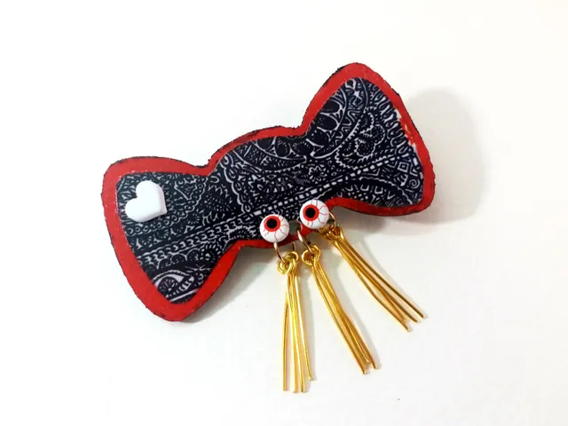 HANDCRAFTED WOODEN BROOCH- BOW SHAPED