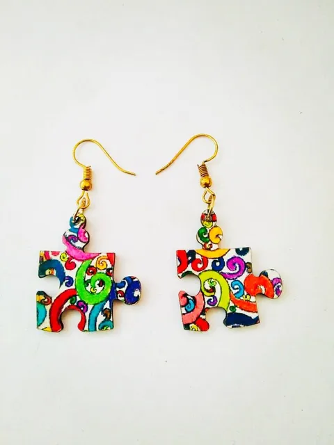 PUZZLE WOODEN EARRINGS