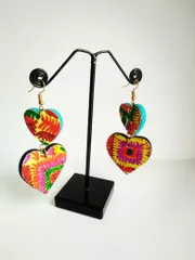 Phulkari Heart Handmade Earrings