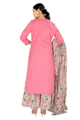 Carolene Light Pink Cotton Straight Suit Set