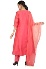 Lala Peach Chanderi A Line Suit Set