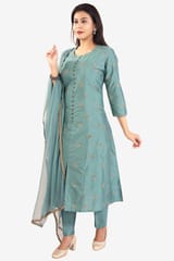 Swarupa Sea Green Poly Silk Cotton Suit Set