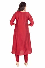 Shaima Maroon Poly Silk Cotton Suit Set