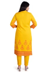 Awaiza Yellow Cotton Kurta with Pant Set