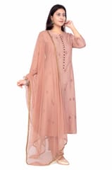 Swarupa Light Peach Poly Silk Cotton Suit Set