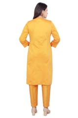 Women's Raifa Mustard Poly Silk Straight Suit Set