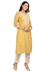 Fareeha Yellow Chanderi Cotton Kurta with Pant Set