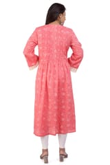 Nurisha Pink Cotton A-Line Kurta