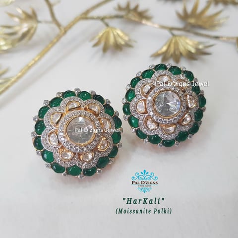 Harkali Moissanite Polki Studs Harkali Moissanite Polki Studs