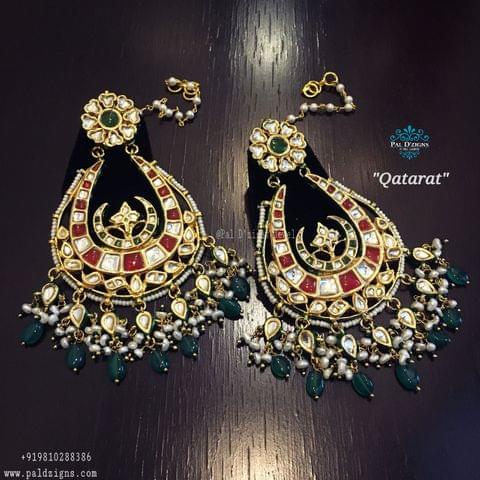 Qatarat Kundan Chaandbaali Earings Qatarat Kundan Chaandbaali Earings