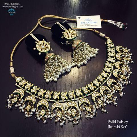 Polki Paisley Jhumki set Polki Paisley Jhumki set