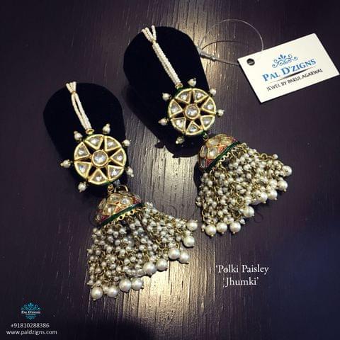Polki Paisley Jhumki Earing Polki Paisley Jhumki Earing
