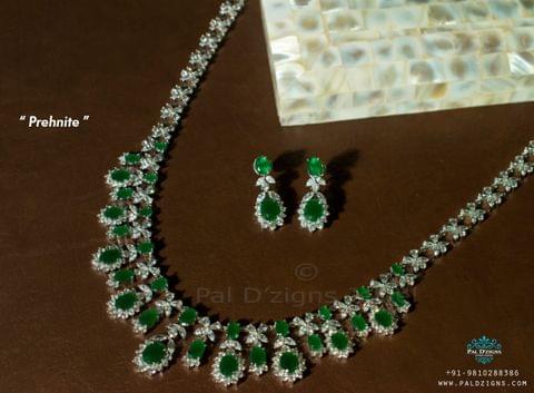 Prehnite Diamond Necklace Set Prehnite Diamond Necklace Set