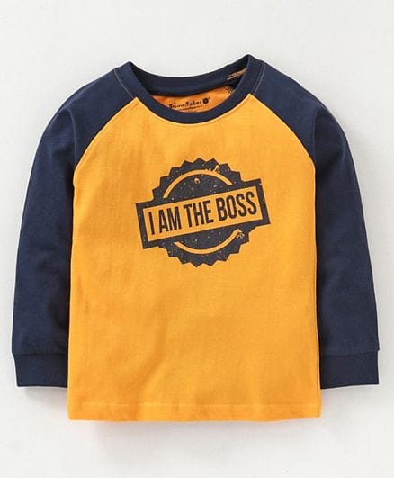 Orange Raglan Sleeve T-Shirt - I Am The Boss Print