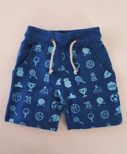 Blue Shorts With Sports Print