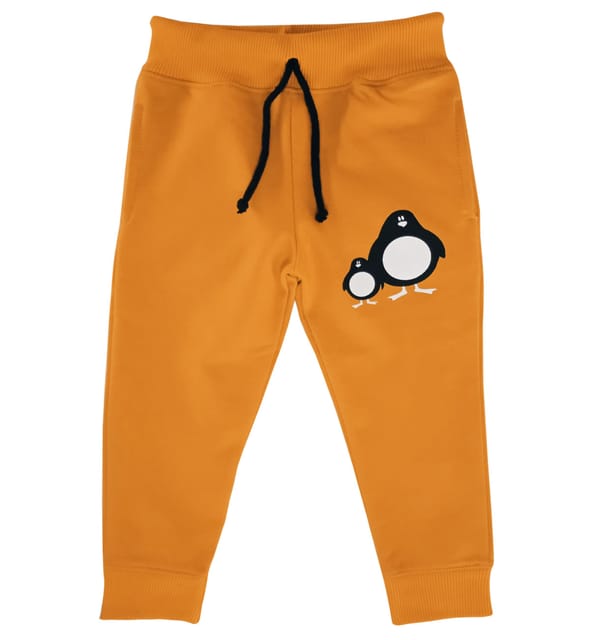 Yellow With Penguin Print Lounge Pants - Slim Fit