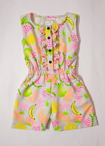 Multi-coloured Romper With Fruits Prints