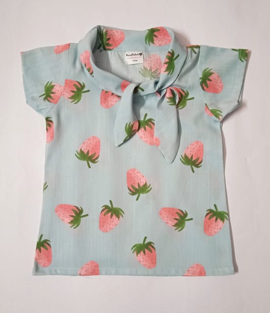 Green Top With Strawberry Prints