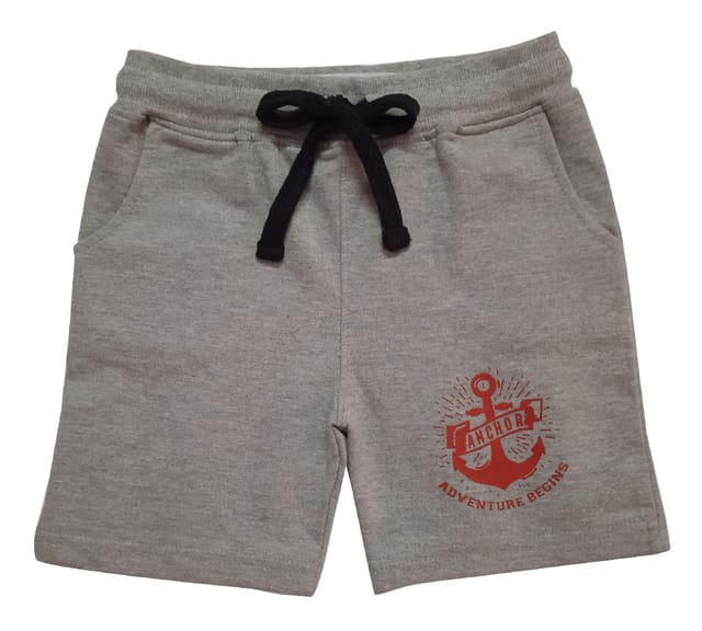 Knit Shorts With Anchor Print - Grey