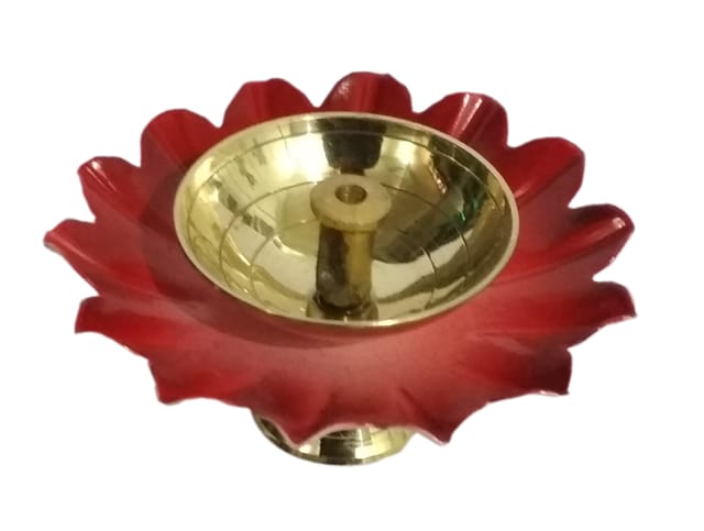Brass Diya Deepak 'Gulab': Festival Oil Lamp Deepam Decor Gift (12121)