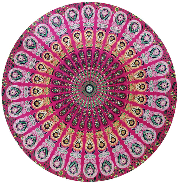 Cotton Wall Poster Beach Throw 'Nature Garden': Bohemian Wall Hanging Round Tapestry (20064C)