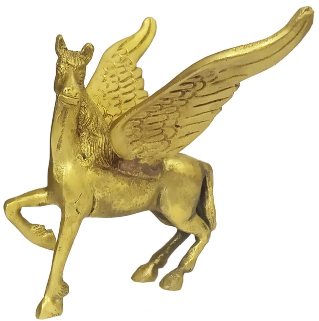 Brass Pegasus Statue: Mythical Two-winged Flying Horse Collectible Art Showpiece (12141)