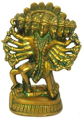 Brass Idol Supreme Tantric Goddess Kali (Mahakali Ma Kalika Shyama): Rare Collectible 10 Heads 10 Arms Statue (12157)