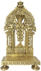 Brass Singhasan Throne Chowki: Sheshnag Serpent Design God's Seating Aasan (12167)