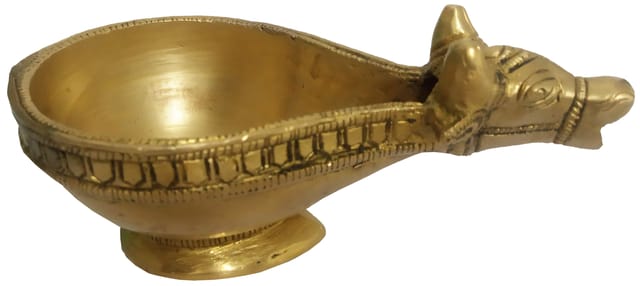 Brass Nandi Diya Deepak Oil Lamp: Can Also Be Used As Kamandal, Holy Water Holder, for Puja (12171)