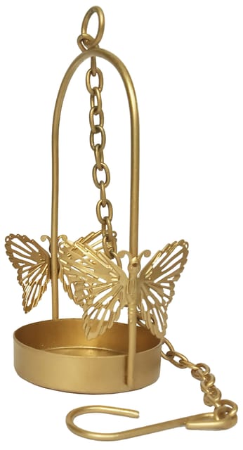 Brass Hanging Tea Light Candle Holder: Festive Butterflies (12204)