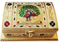 Meenakari Art Wooden Chest: Decorative Box For Candies, Nuts, Makeup Or Bills (12205)