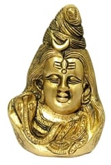 Brass Idol Lord Shiva: Siva Bholenath with Crescent Moon, Ganga and Vasuki Snake (12211)