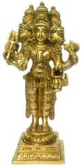 Brass Idol Brahma Vishnu Shiva: Rare Collectible Trimurti Statue, The Trinity Of Hindu Gods (12213)