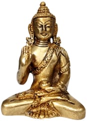 Brass Idol Preaching Buddha: Mini Statue in Vitarka Mudra (10642B)