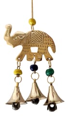 Brass Wall Hanging Elephant: Tinkling Bells Wind Chimes (12217)