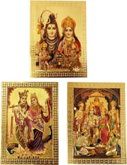 Metal Foil Magnet Set: Shiva Family, Radha Krishna & Ram Darbaar (12224)