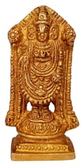 Brass Statue Lord Tirupathi Venkateswara Balaji: Unique Collectible Gold Finish Statue (12265)