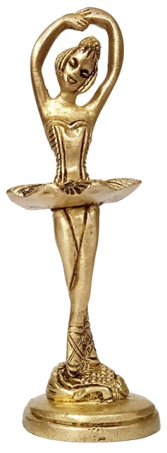 Brass Statue Ballet Dancing Girl: Ballerina In Dance Pose (12264E)