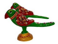 Enamelled Metal Miniature Parrot Pair: Colorful Meenakari Art, Set of 2 Figurines (12299)